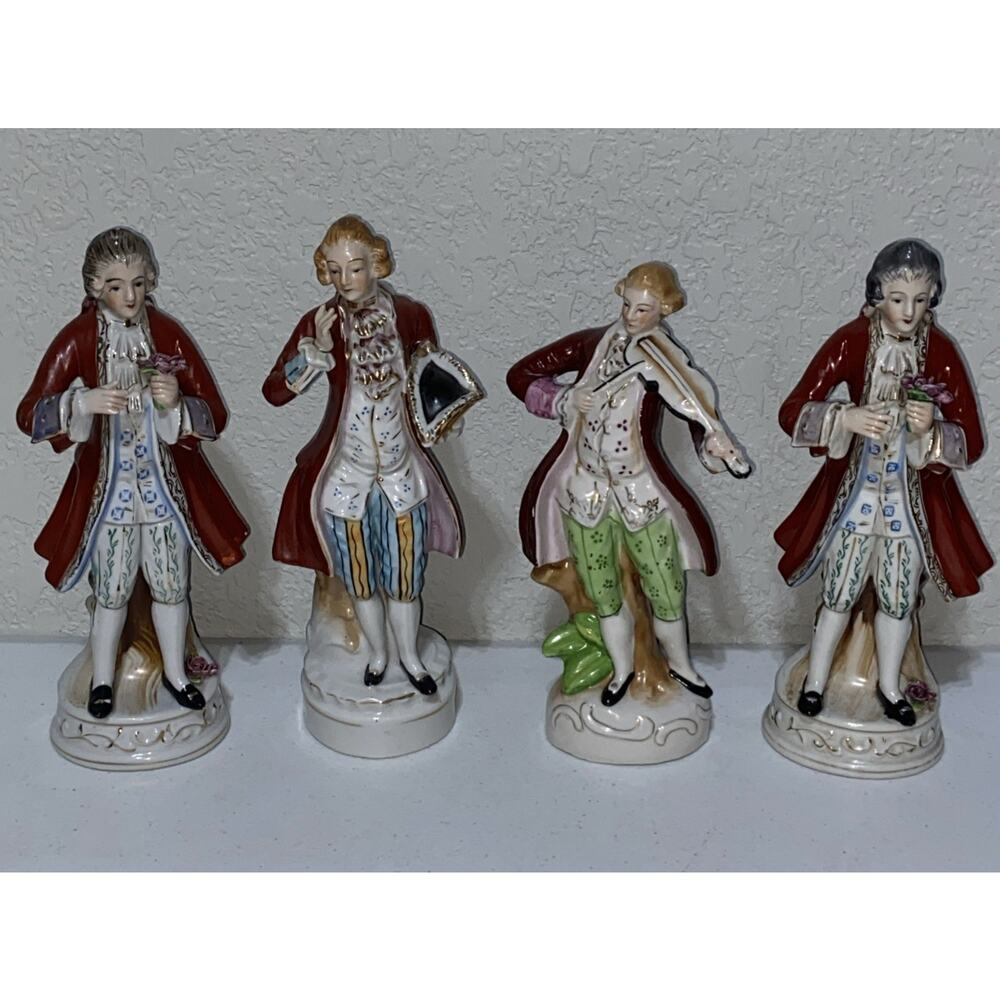 Rare Vintage Lot Of 4 Men‎ Victorian Royal Figurines Made In Occupied Japan 10”